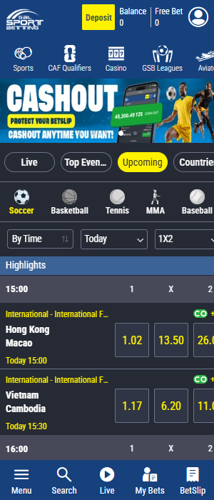 Home screen of Gal Sport Betting Tanzania application